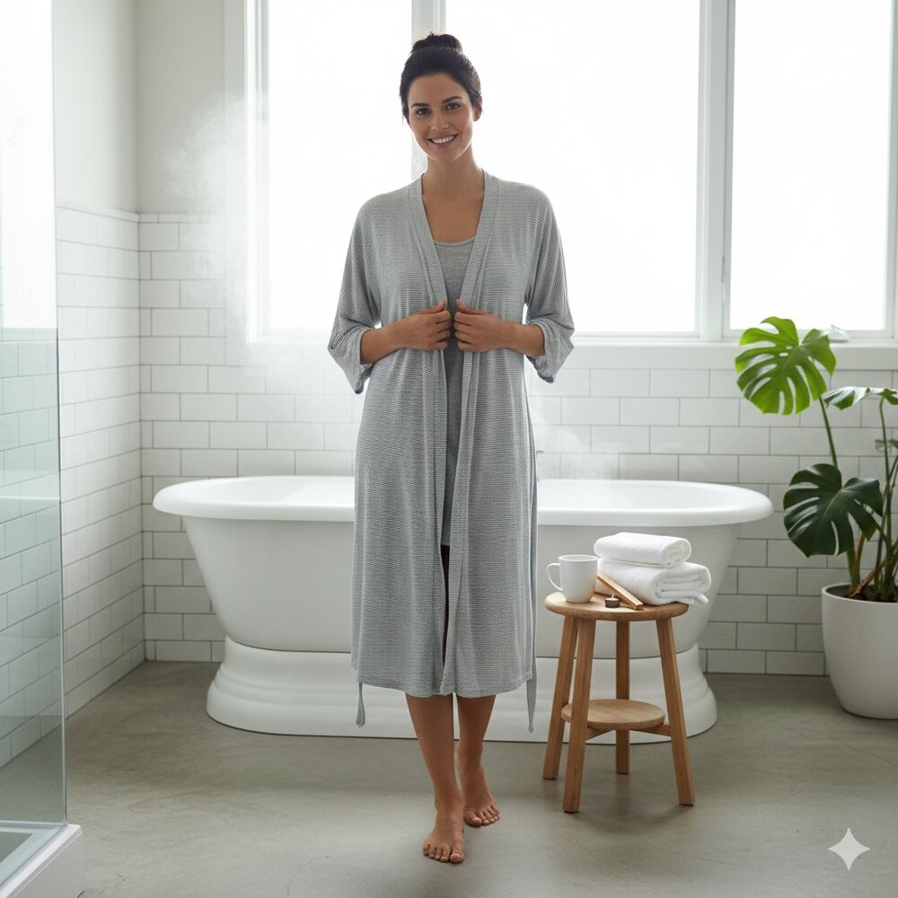 Miiyu Exclusivité Simons Striped Robe Luxury Loungewear Size S